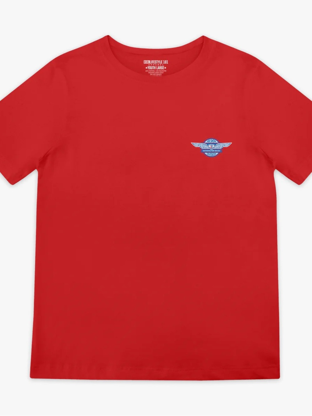 Red Short-Sleeve Graphic Tee with Blue Emblem - Unbranded